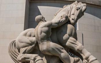 FTC statue of "Man controlling trade"
